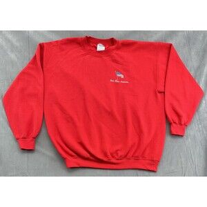 Gildan Sweatshirt Mens XL Red Ultra Blend Heavyweight Crewneck Embroidered USA